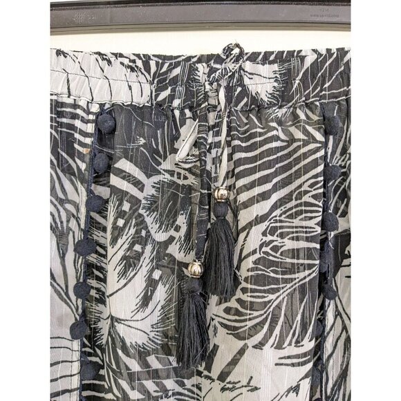 Club Z Collection Wide Leg Pull On Beach Pant Sheer Cover Up Size XL Black White - Picture 2 of 6